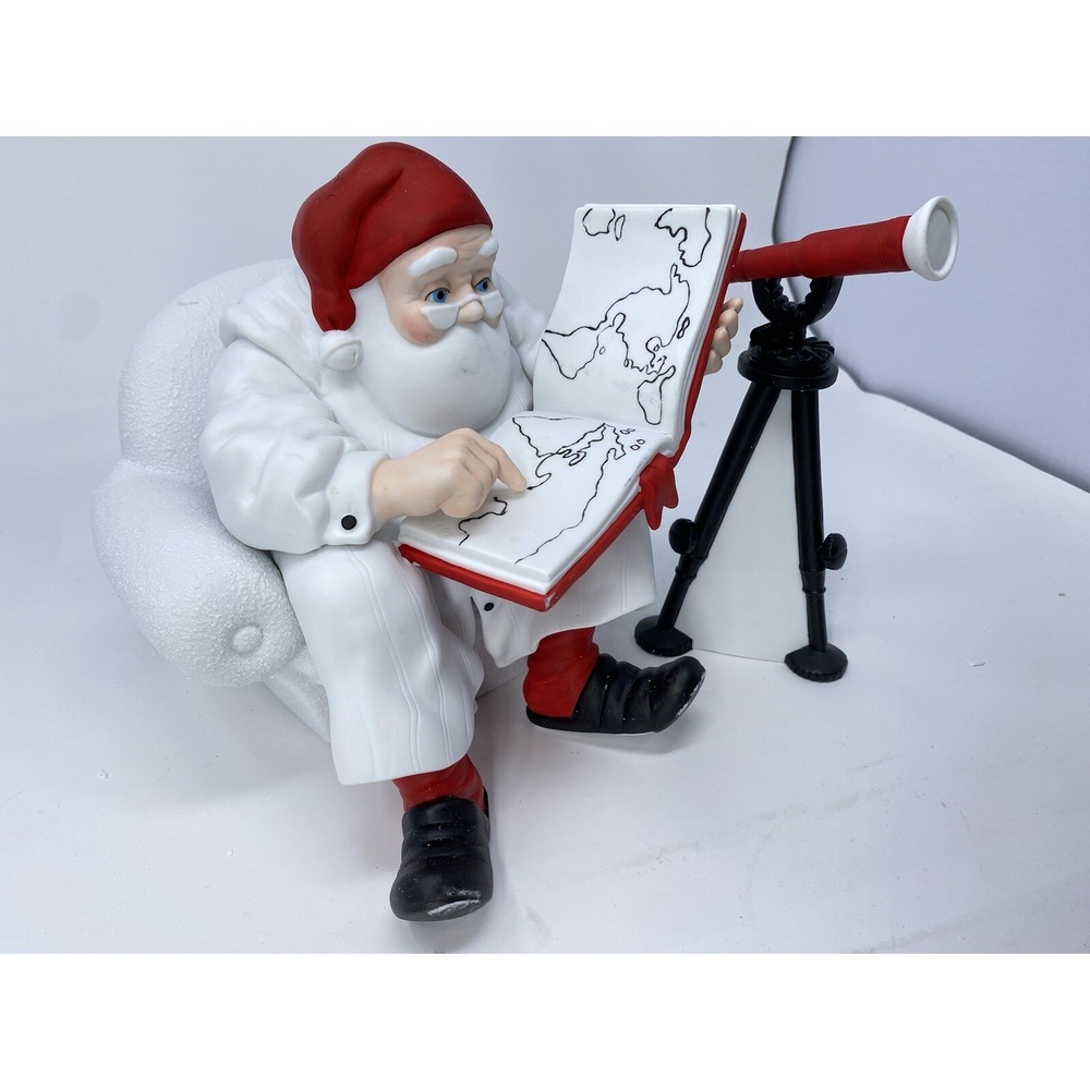 DEPT. 56 Winter Silhouette I Spy Santa Telescope Rare Porcelain Figure With Box